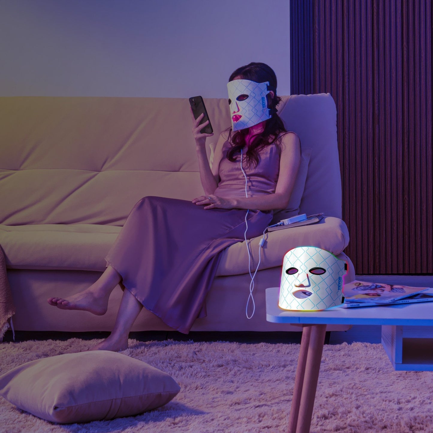 VEVOR 7-Color LED Light Therapy Mask – Red Light & NIR (850nm) for Skin Rejuvenation & Anti-Aging